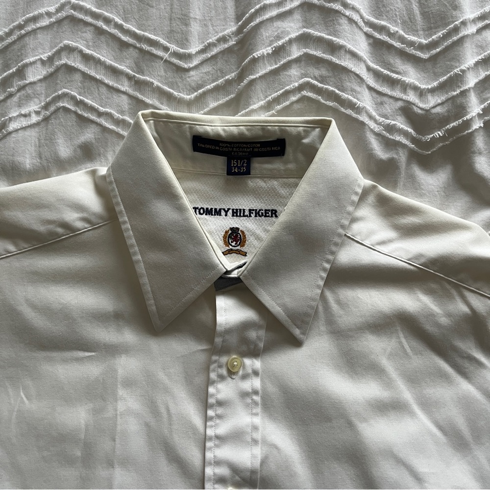 Vintage Tommy Hilfiger White Cotton Button Up Dress Shirt